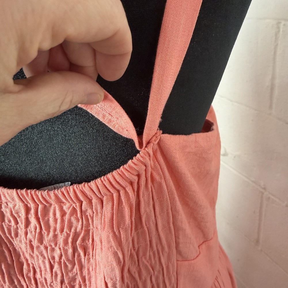 INC Maxi Sun Dress Smocked Tiered Peachy Pink Cottage Peasant Easter Wedding 12 - Picture 9 of 14